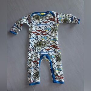 Kids Fish Print One Piece Footie